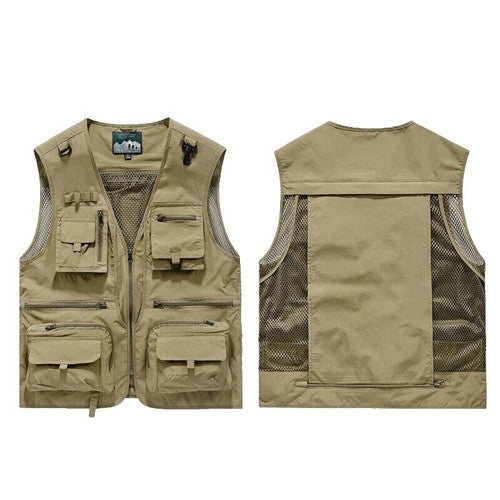 Men Tactical Vest Coat Photographer Waistcoat Multi Pocket Jacket