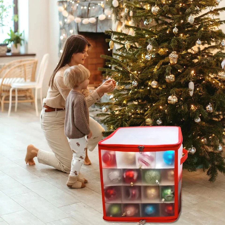 MHome Christmas Ornament Storage Box – Red Trim