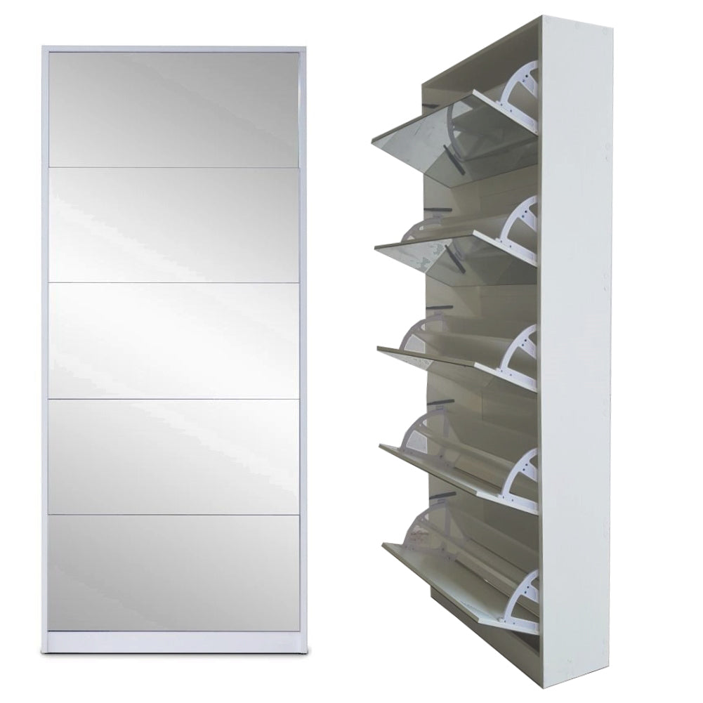 Mirrored shoe storage cabinet